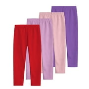4 Pack Girls Leggings Summer Spring Cotton Leggings for Girls Stretchy Pull On Pants Soft Tights 3-12 Years (11 Years, Multicolor 02)